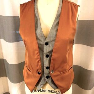 Mens 2 layer brown vest for wedding or event large